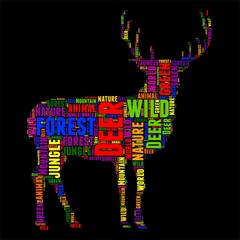 Deer Typography word cloud colorful Vector illustration