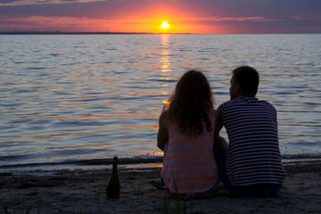 couple in love at sunset