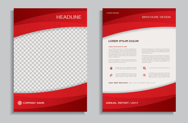Red flyer design template - brochure - annual report, front and back page 