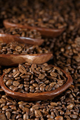 Coffee beans on a dark background