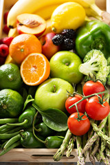 Fresh colorful vegetables and fruits