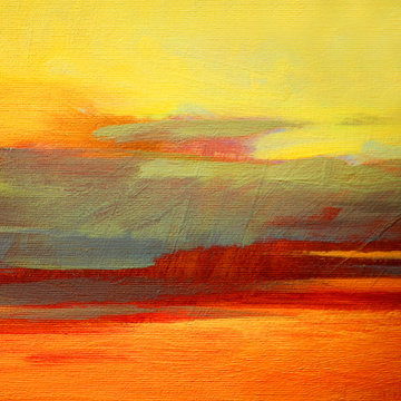 abstract landscape oil painting on canvas for interior, illustra
