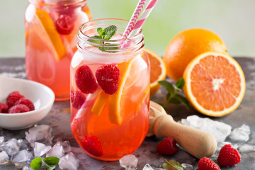 Pink berry lemonade or cocktail