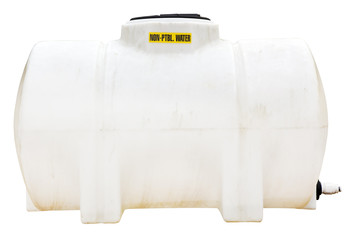 Heavy duty plastic construction water tank. Isolated.