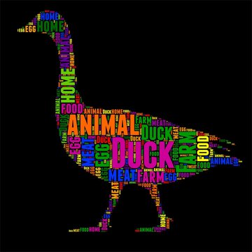 Duck Typography word cloud colorful Vector illustration