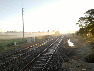 Obraz na płótnie Canvas Railway In Fog