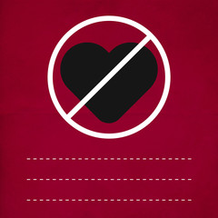 No love on red paper with black heart