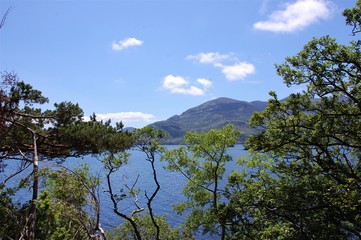 Fototapeta na wymiar Sunny view of the Killarney National park and lake in Ireland