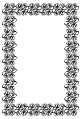 Black and white frame with flowers silhouettes. 