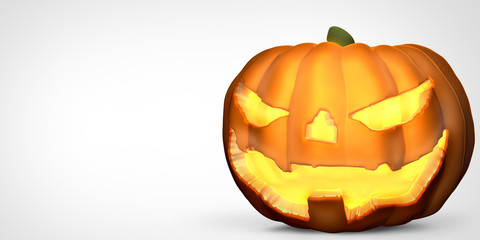 halloween evil face pumpkin 3d render