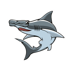 Hammerhead shark isolated vector mascot icon - obrazy, fototapety, plakaty