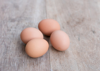Eggs  on   wooden table