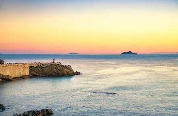 Piombino panoramic view piazza bovio lighthouse Italy 