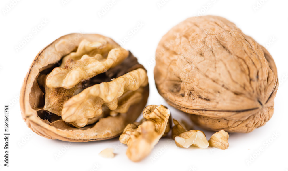 Wall mural Walnuts isolated on white - Wall murals