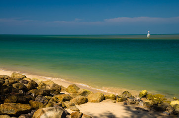 Waves, sea and sky blue