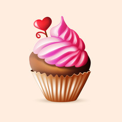 Realistic isolated sweet cupcake. eps10