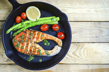 Grilled salmon and vegetables