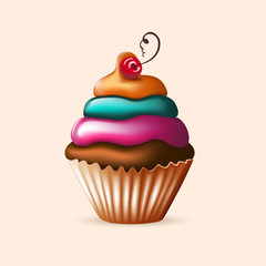 Realistic isolated sweet cupcake. eps10