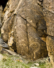 petroglyphs and pictographs in Southern Utah at the Parowan Gap site