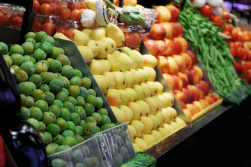 Fresh fruits and vegetables in market