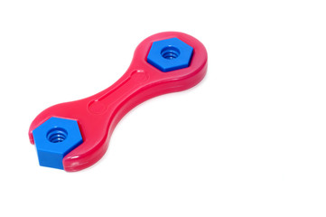 Toys bolts and nut on isolated white background. 