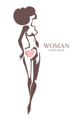 Woman. Flat vector template. Idea of the logo for a women Health, beauty salon and another.