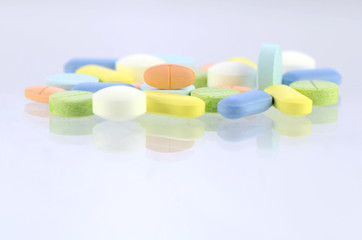 Pharmacy background, Medicine template in pastel tone.