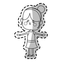 kawaii girl icon over white background. vector illustration