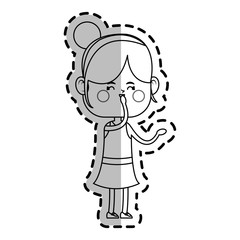 kawaii girl icon over white background. vector illustration