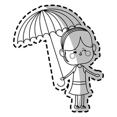 kawaii girl holding a umbrella over white background. vector illustration