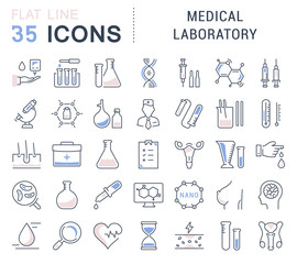 Set Vector Flat Line Icons Medical Laboratory