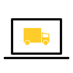 Truck icon - Flat design, glyph style icon - Colored enclosed in a computer