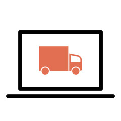 Truck icon - Flat design, glyph style icon - Colored enclosed in a computer
