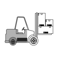 forklift truck with carton boxes  over white background. vector illustration