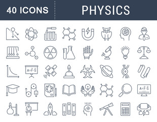 Set Vector Flat Line Icons Physic