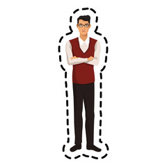 businessman wearing executives clothes over white background. colorful design. vector illustration