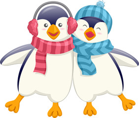 Naklejka premium Cute Penguin Friends Wobble