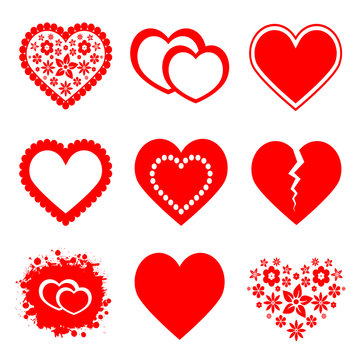 Red hearts set, illustration