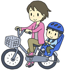 子供乗せ自転車　親子