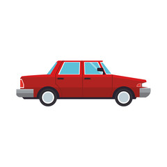 red car icon over white background. colorful design. vector illustration