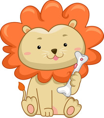 Obraz na płótnie Canvas Cute Carnivore Lion Holding Bone