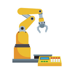 robotic hand icon, industrial machine over white background. colorful design. vector illustration