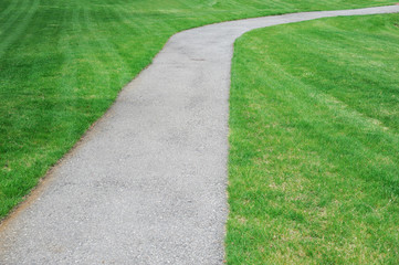 curved pathway in the green meadow