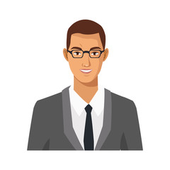 businessman wearing executive clothes over white background. colorful design. vector illustration