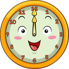 Mascot Clock 12 Noon