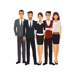 business people wearing executive clothes over white background. colorful design. vector illustration