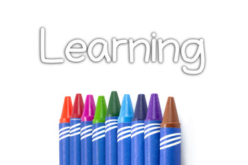 Learning text with Selective focus Crayons background