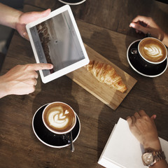 Coffee Shop Break Cafe Meeting Crosissant Concept