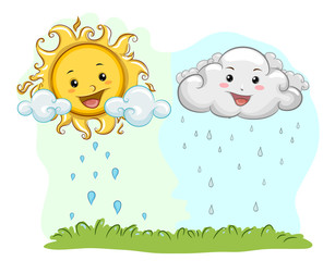 Obraz na płótnie Canvas Mascot Sun Cloud Water Cycle