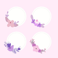 Floral labels or stickers. Vector hand drawn illustration. 